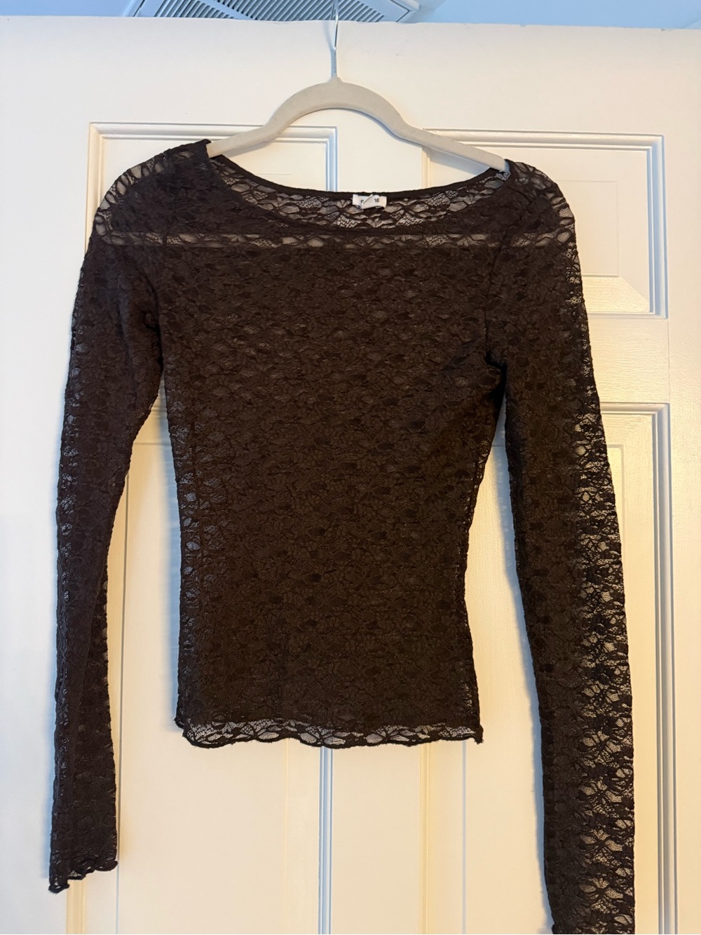 Garage Black Lace Long-Sleeve Boatneck Top